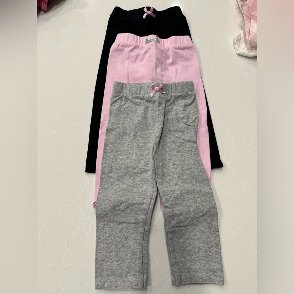 24 month girl pant bundle, pink, black and grey
